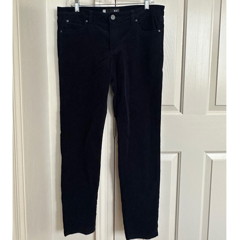 KUT from the Kloth Diana Skinny Corduroy Pants Navy Blue 12 - Picture 2 of 7